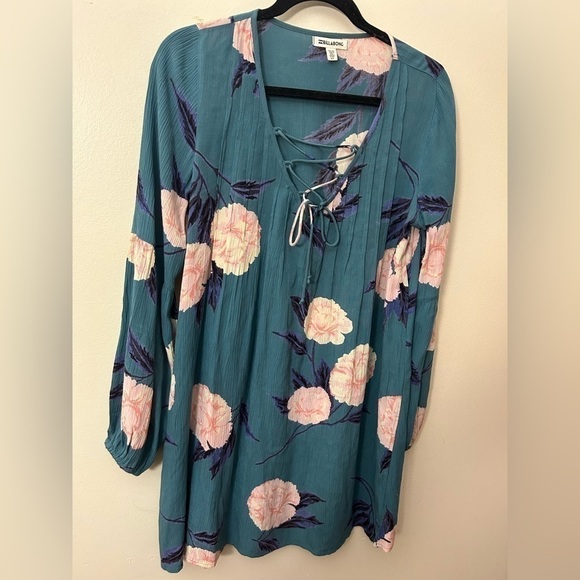 BILLABONG Just Like You Dress Womens Rayon Boho Floral Tunic Mini Dress Size S/P - Picture 7 of 14